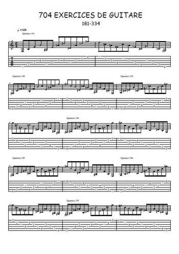 Exercices de guitare 181-334 Partitions gratuites